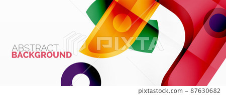 Minimalist geometric abstract background. Lines, circles with shadow effects composition wallpaper design 87630682