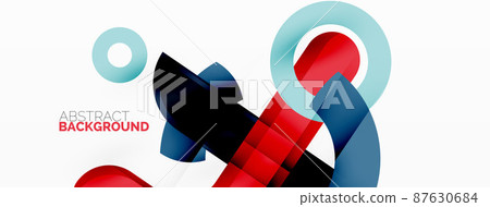 Minimalist geometric abstract background. Lines, circles with shadow effects composition wallpaper design 87630684