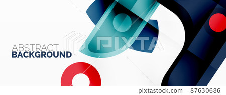 Minimalist geometric abstract background. Lines, circles with shadow effects composition wallpaper design Minimalist geometric abstract background. Lines, circles with shadow effects composition wallpaper design 87630686