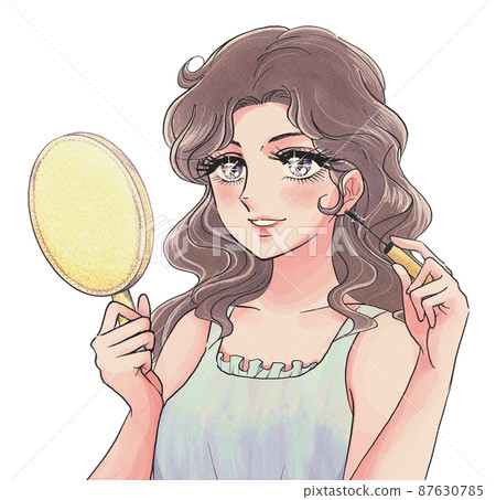 一個女人用少女漫畫風格做眼妝的插圖 一個女人用少女漫畫風格做眼妝的插圖 87630785