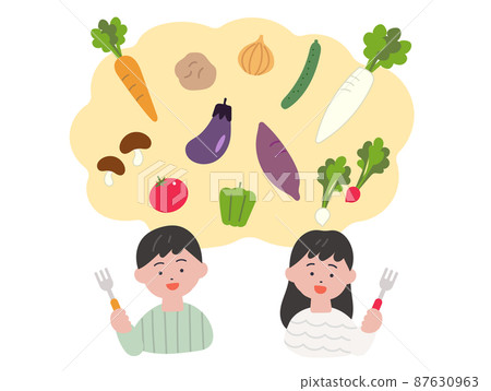 Let's eat vegetables Children's dietary education image illustration Let's eat vegetables Children's dietary education image illustration 87630963