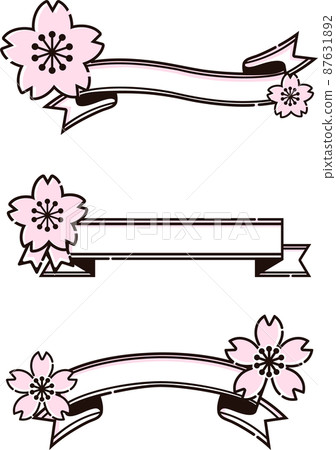 Sakura Ribon Ribbon Tape Frame Fancy Flower Spring Ornament Cute Illustration Set Sakura Ribon Ribbon Tape Frame Fancy Flower Spring Ornament Cute Illustration Set 87631892