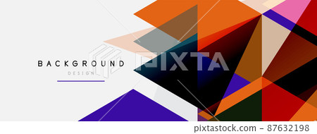Color triangles composition, geometric abstract background. Techno or business concept, pattern for wallpaper, banner, background, landing page Color triangles composition, geometric abstract background. Techno or business concept, pattern for wallpaper, banner, background, landing page 87632198