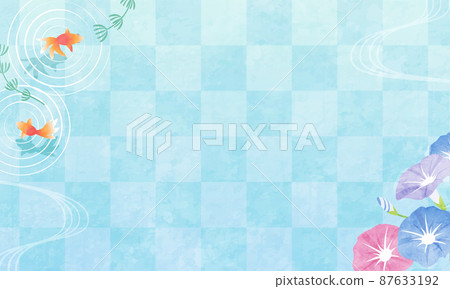 Summer Japanese style vector illustration background of goldfish and morning glory 87633192