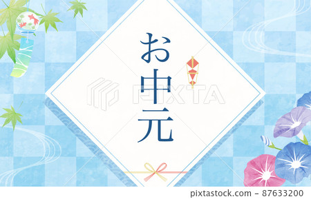 Summer Japanese style vector illustration background of wind chimes and morning glory 87633200