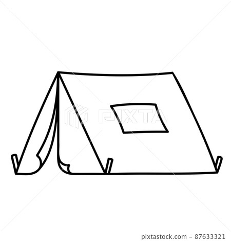Tent. Hand drawn doodle icon. 87633321