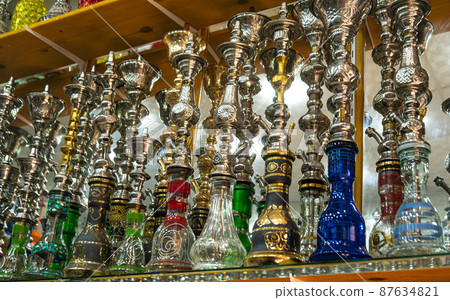 Various Hookahs or shisha in Souvenir Shop Various Hookahs or shisha in Souvenir Shop 87634821