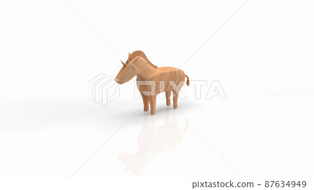 The unicorn wood on white background for business concept 3d rendering. The unicorn wood on white background for business concept 3d rendering. 87634949