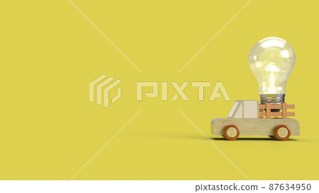 The van truck and lightbulb on yellow background for business or creative concept 3d rendering The van truck and lightbulb on yellow background for business or creative concept 3d rendering 87634950