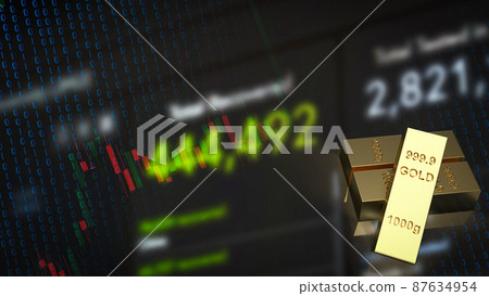 The gold bar and business background 3d rendering The gold bar and business background 3d rendering 87634954