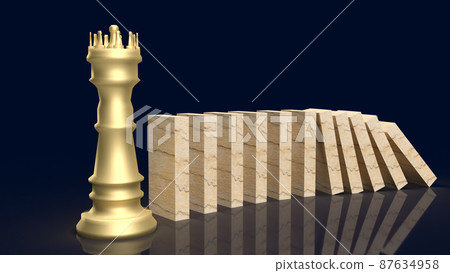 The king chess and  wood domino for business concept 3d rendering 87634958