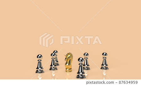 The gold unicorn and silver chess for business background 3d rendering The gold unicorn and silver chess for business background 3d rendering 87634959