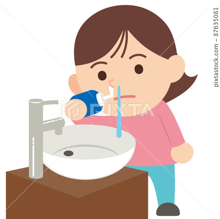 Woman with nasal irrigation, no main line 87635081