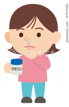 A woman who puts petrolatum on her nose, no main line A woman who puts petrolatum on her nose, no main line 87635082
