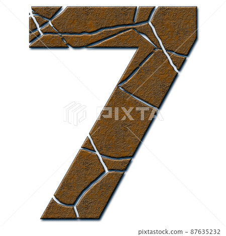 3D render of metallic number with cracks 3D render of metallic number with cracks 87635232