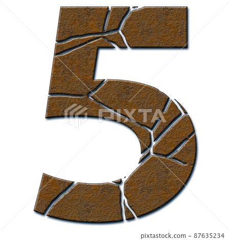 3D render of metallic number with cracks 3D render of metallic number with cracks 87635234