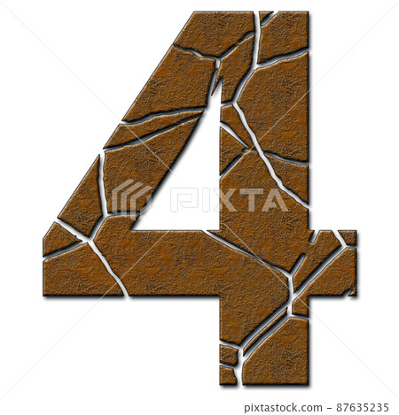 3D render of metallic number with cracks 3D render of metallic number with cracks 87635235