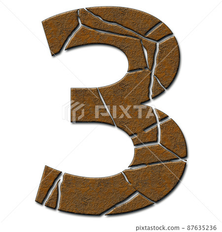 3D render of metallic number with cracks 3D render of metallic number with cracks 87635236
