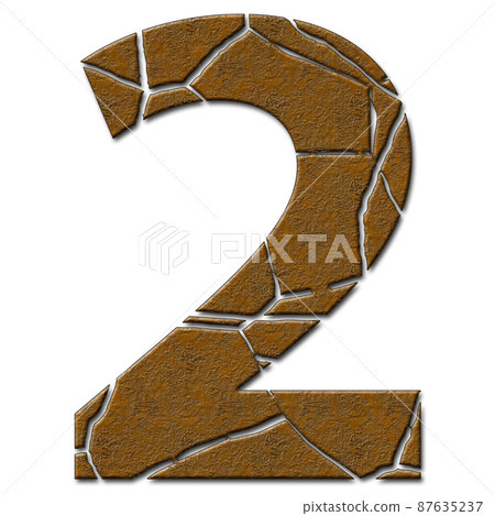 3D render of metallic number with cracks 3D render of metallic number with cracks 87635237
