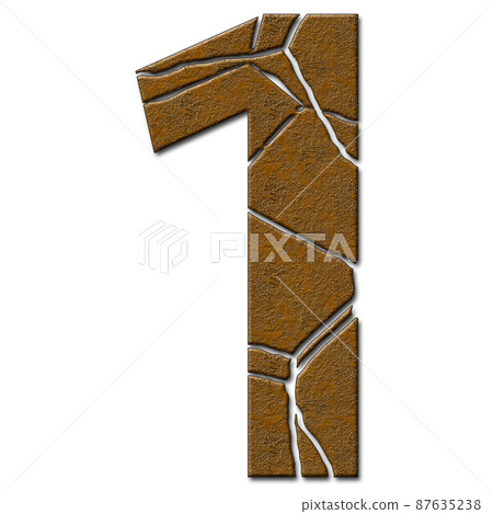 3D render of  metallic number with cracks 87635238