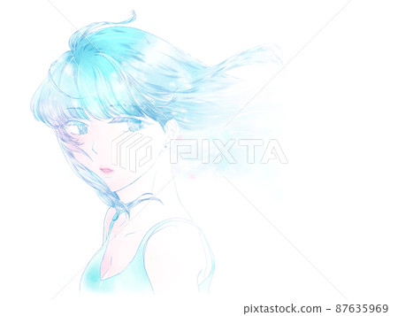 Beautiful girl fluttering in the wind / normal 87635969