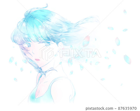 Beautiful girl fluttering in the wind / Sakura image Beautiful girl fluttering in the wind / Sakura image 87635970
