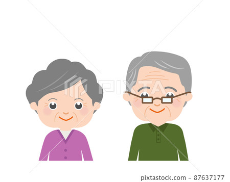 Smiley senior couple upper body 87637177