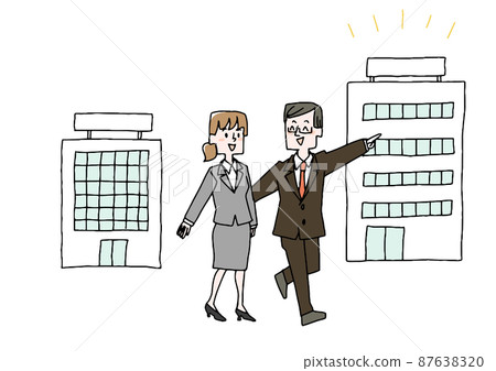 A woman who changed jobs by pulling out a comical handwritten person vector, simple coloring on line drawings 87638320