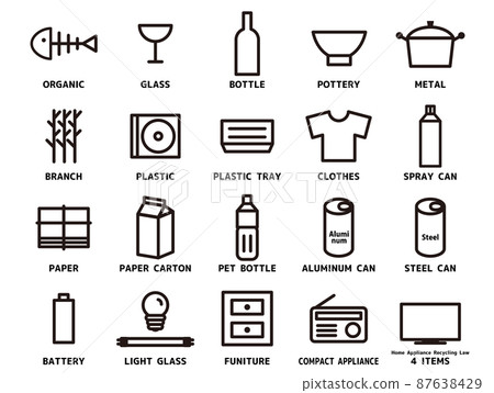 Garbage Separation Outline Icon Set_English_1 87638429
