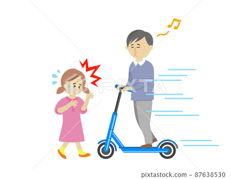 Rough electric kickboard driving illustration image Rough electric kickboard driving illustration image 87638530