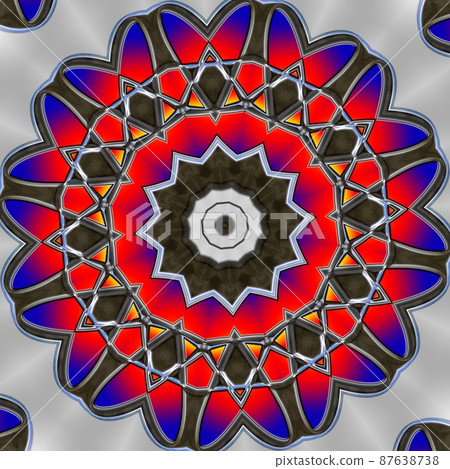 3D render illustration of colorfull kaleidoscope background tile 87638738