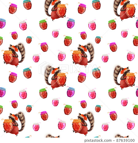 Pattern with raccoon and jam 87639100