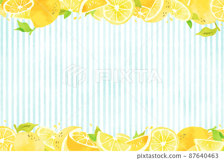 清新美麗的檸檬框插畫 87640463