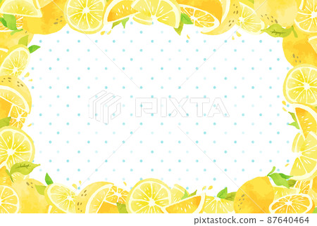 Cute hand-painted lemon frame material 87640464