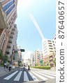 Blue Impulse flying over Tokyo, taken in front of Keio University Higashimonzen 87640657