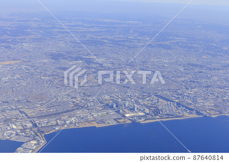 Tokyo (Haneda Airport) seen from the window of an airplane Tokyo (Haneda Airport) seen from the window of an airplane 87640814