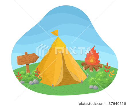 野營插畫素材景觀剪報休閒戶外插畫矢量插畫 87640836