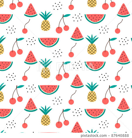 Seamless pattern with fruits and berries.... - Stock Illustration ...