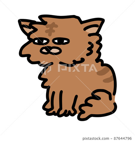 Illustration of a cat sitting looking sideways. 87644796
