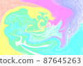 Pink, yellow, green, blue, purple marbling texture background illustration 87645263