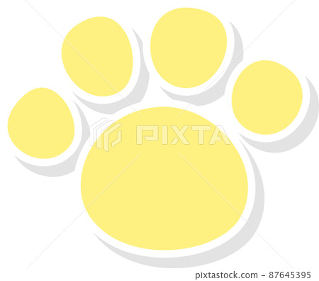 Cream yellow animal footprints, light yellow, white border'with shadow 87645395
