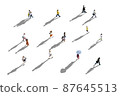 people walking aerial - illustration of crowd of people 87645513