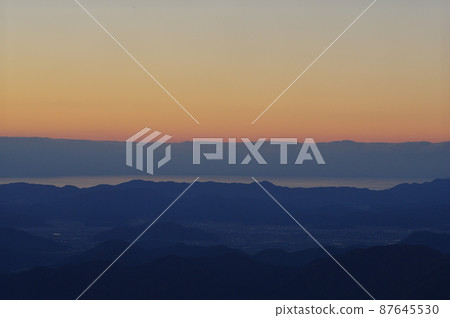 Wakasa Bay from Mt. Heko, evening view toward Echizen City, Ikeda-cho, Imadate-gun, Fukui Prefecture 87645530