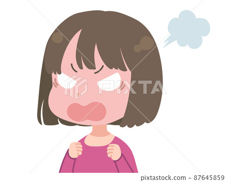 一個憤怒的年輕女子的插圖 87645859