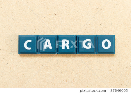Tile alphabet letter in word on wood cargo background 87646005