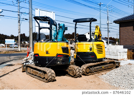 Construction machinery Heavy equipment Mini Yumbo and clear blue sky 87646102