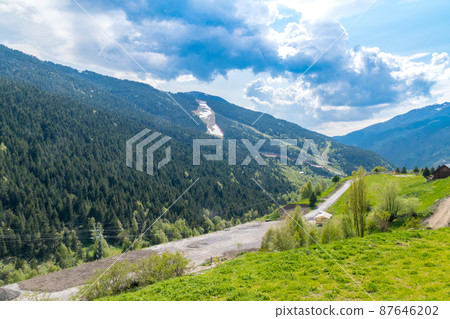 Landscape view of beautiful mountain in Soldeu, Andorra. Landscape view of beautiful mountain in Soldeu, Andorra. 87646202