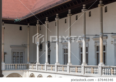 Arcades of Sigismund I Stary's Renaissance courtyard within Wawel Castle. Arcades of Sigismund I Stary's Renaissance courtyard within Wawel Castle. 87646346
