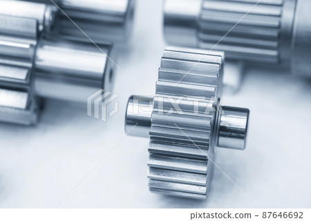 Close-up scene of transmission pinion gear parts . 87646692