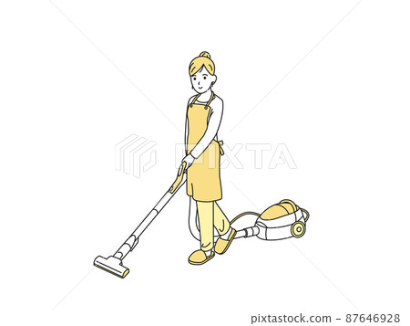 吸塵的家庭主婦，圍裙的女人，清潔 87646928